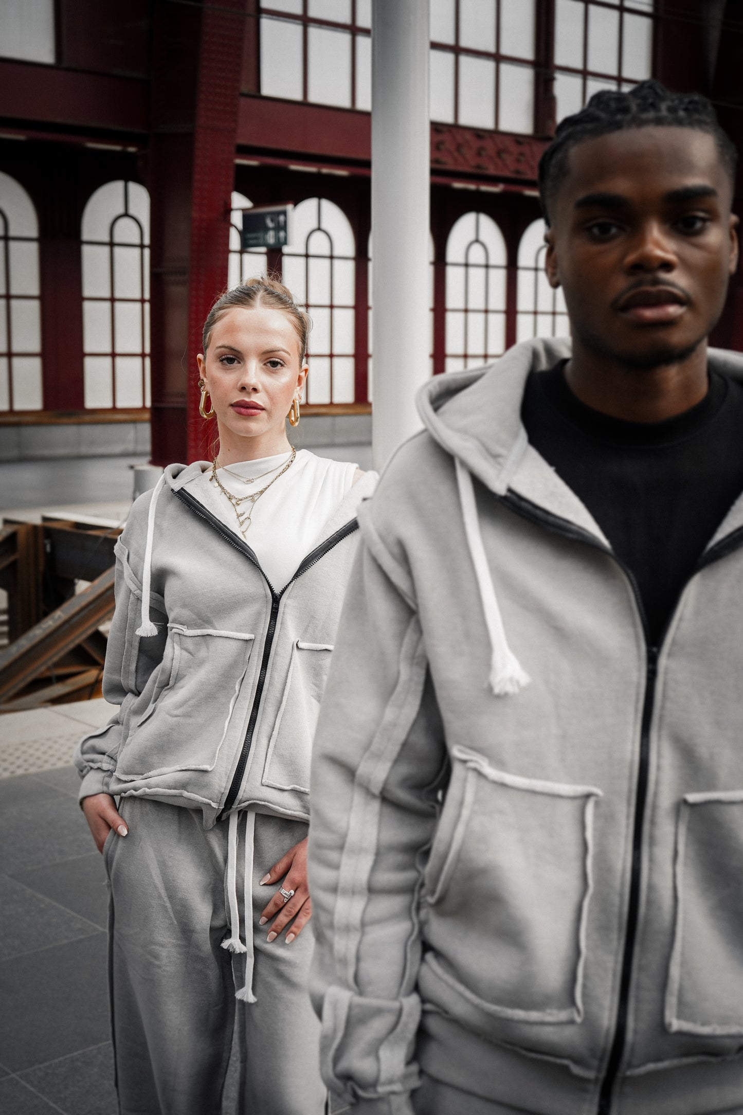Distressed "WOLF GREY" trackie