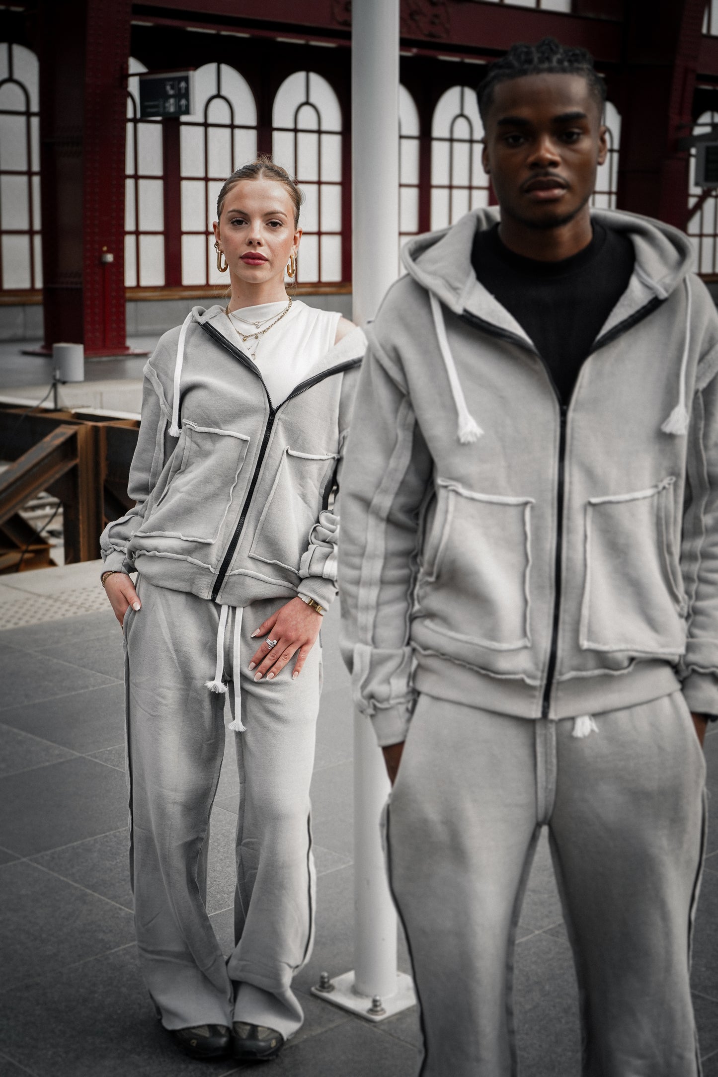 Distressed "WOLF GREY" trackie