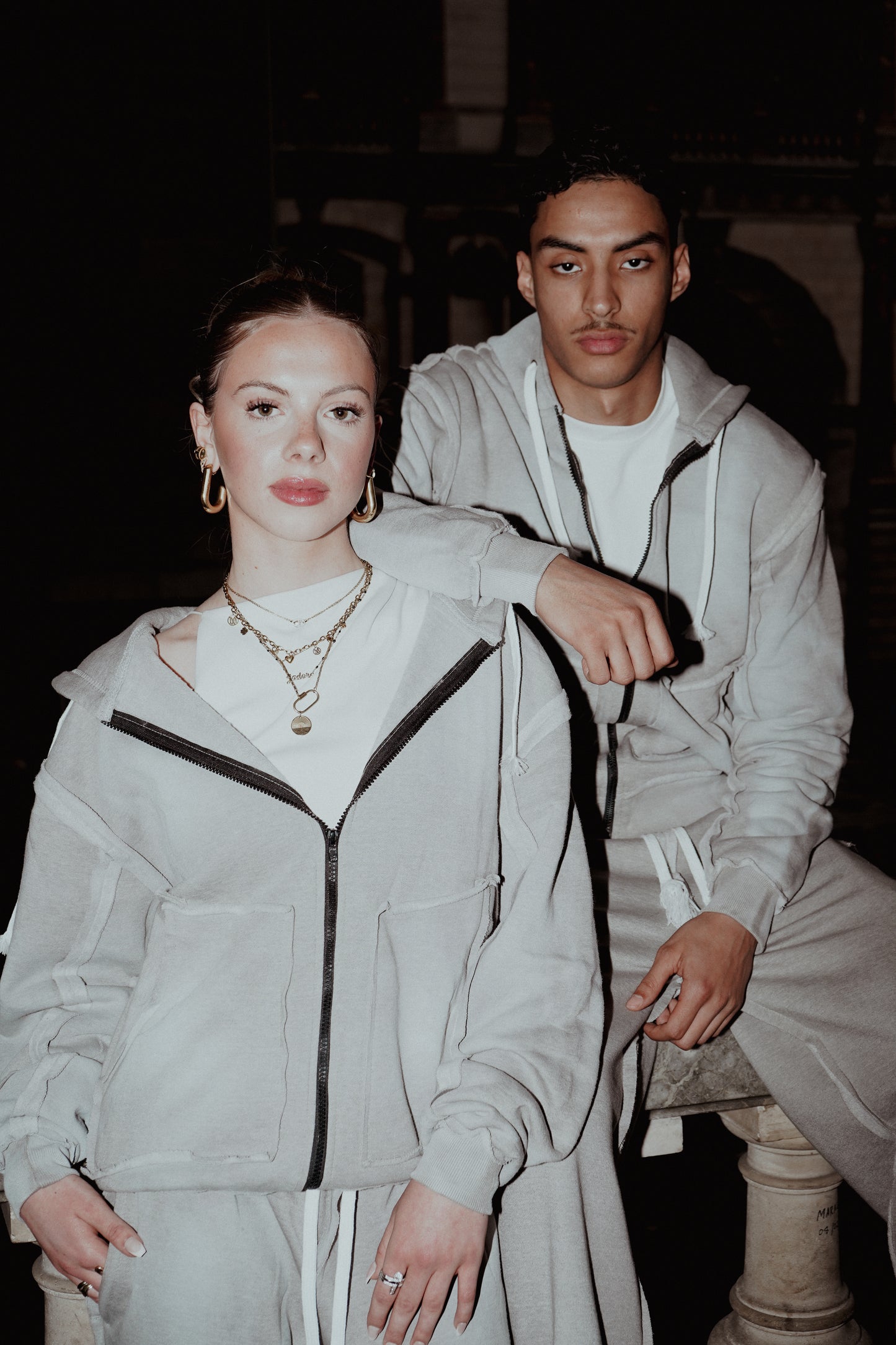 Distressed "WOLF GREY" trackie