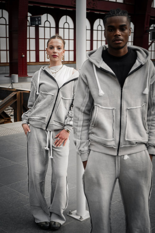 Distressed "WOLF GREY" trackie