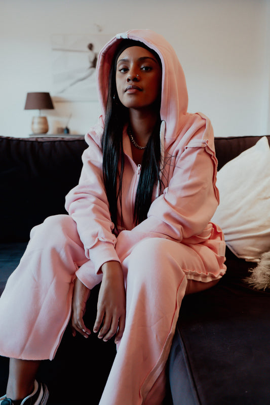 Distressed "PINK FADE" trackie