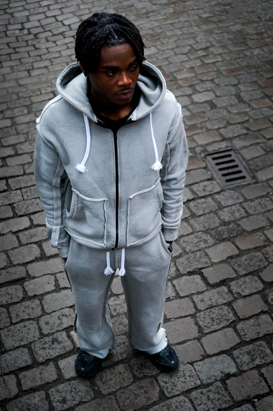 Distressed "WOLF GREY" trackie