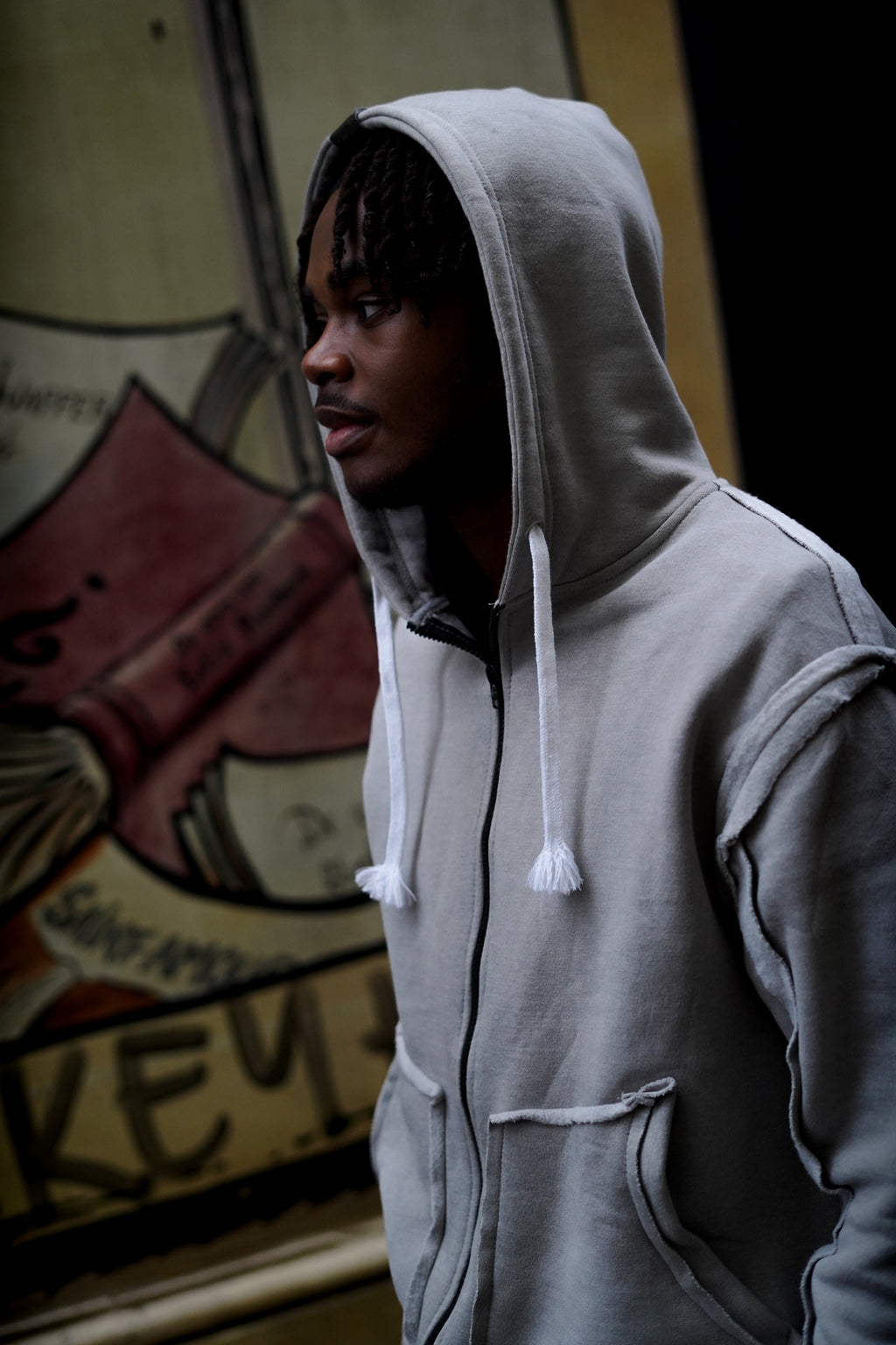 DISTRESSED zip up hoodie